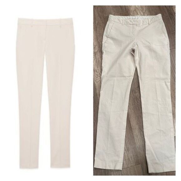Theory Wool Blend Off White Textured Trouser Slim Fit Pants Tuxedo Pants Size 4 - Picture 1 of 14